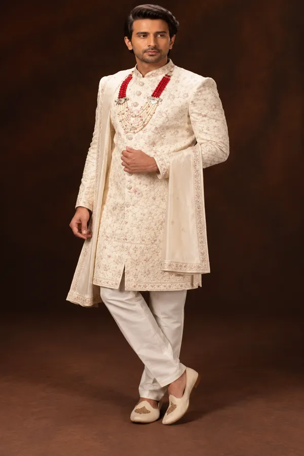 Ivory_Floral_Embroidered_Groom_Sherwani