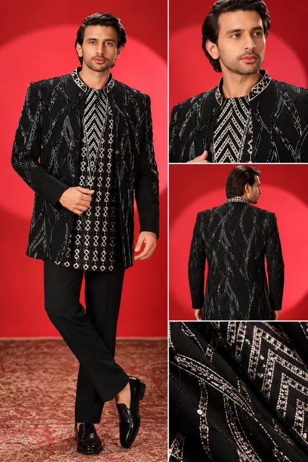 Black_Silver_Embellished_Indo_Western_Jacket_Set