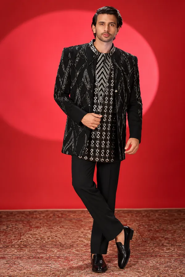 Black_Silver_Embellished_Indo_Western_Jacket_Set