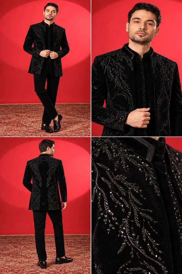 Black_Velvet_Embroidered_Indo_Western_Suit
