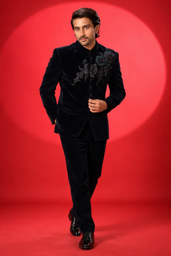 Midnight_Navy_Floral_Embroidered_Bandhgala_Suit