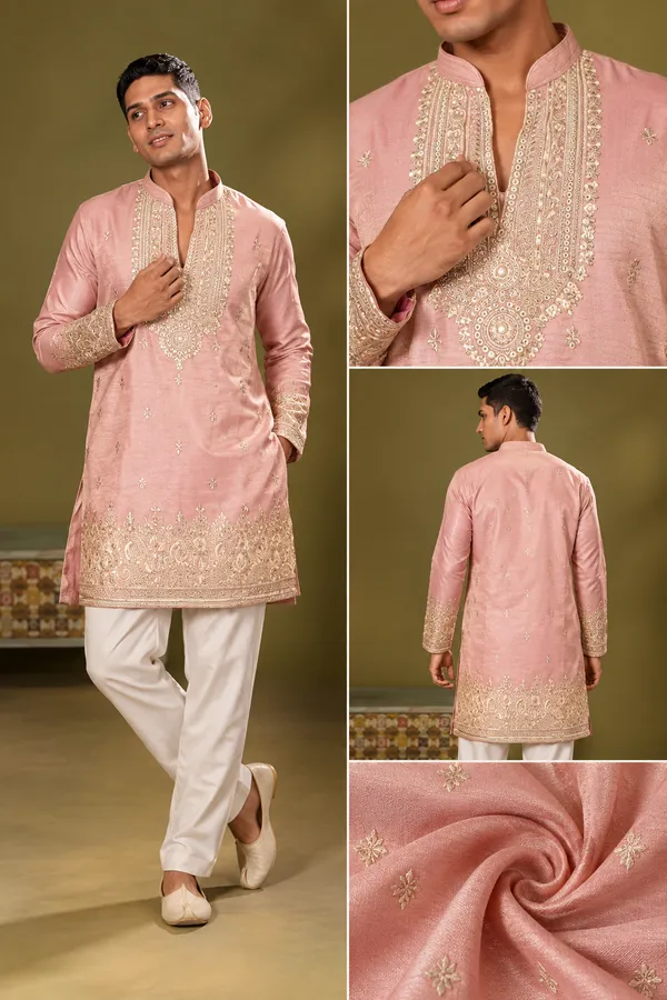 Peach_Gold_Embroidered_Festive_Kurta_Set