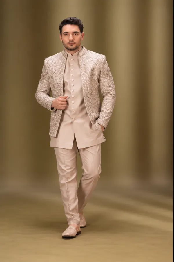 Champagne_Beige_Embroidered_Indo_Western_Set