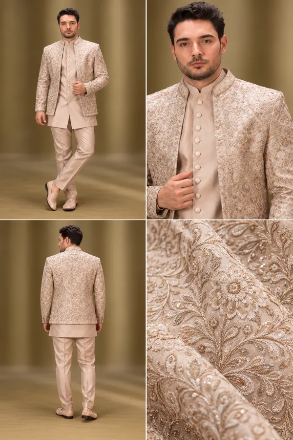 Champagne_Beige_Embroidered_Indo_Western_Set
