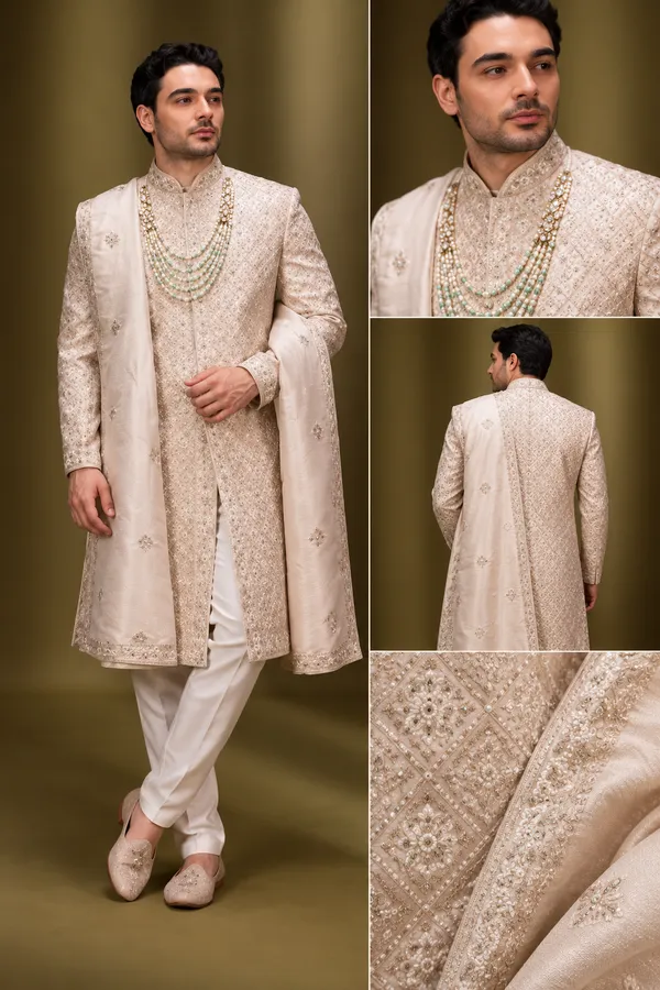 Champagne_Beige_Embroidered_Wedding_Sherwani