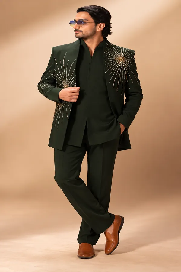 Bottle_Green_Gold_Starburst_Indo_Western_Set