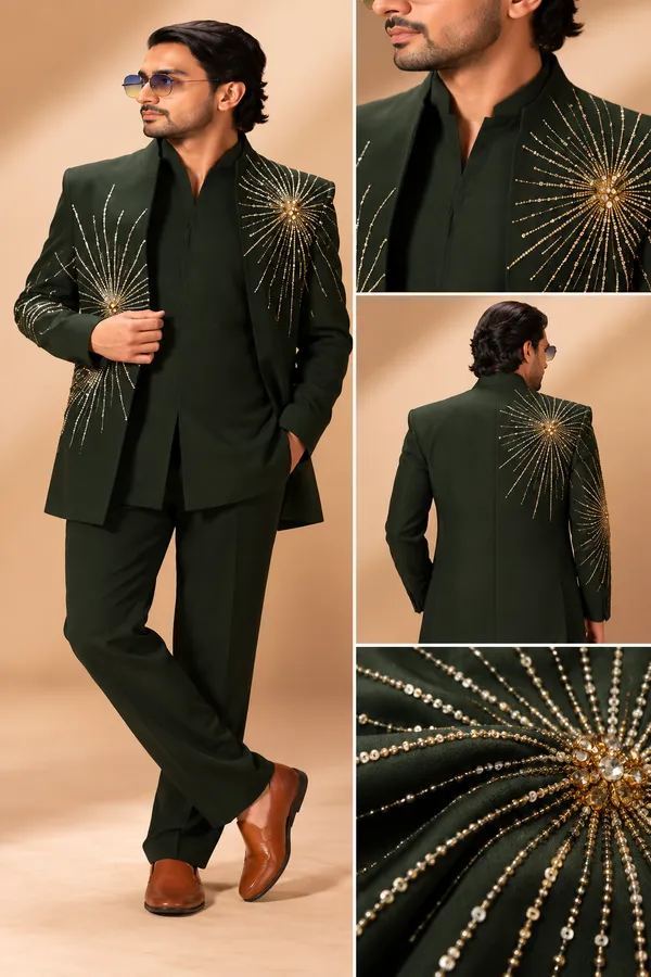 Bottle_Green_Gold_Starburst_Indo_Western_Set