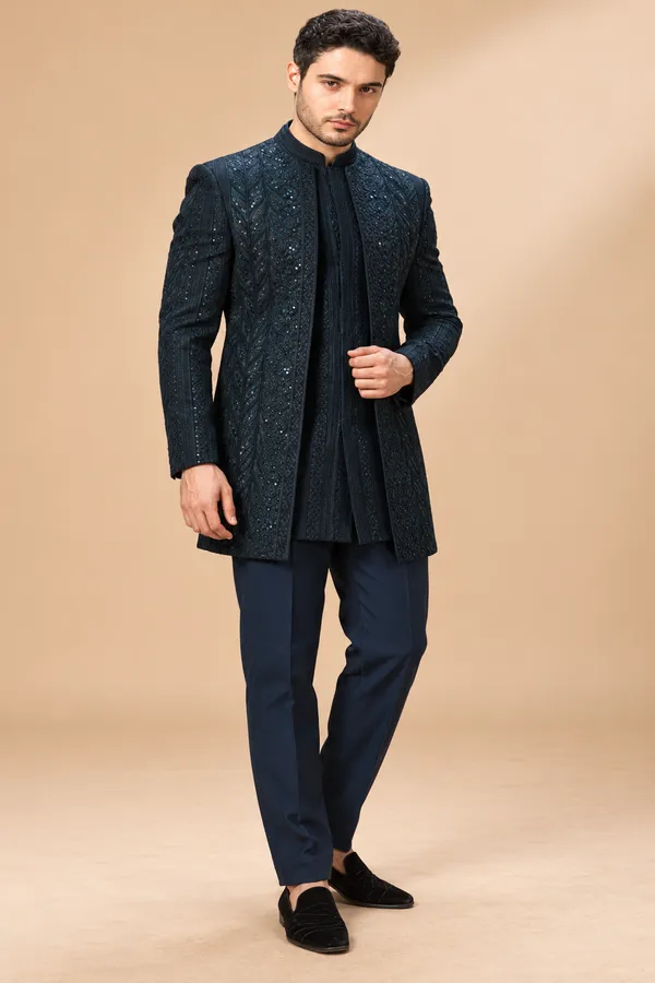 Midnight_Blue_Embroidered_Indo_Western_Set