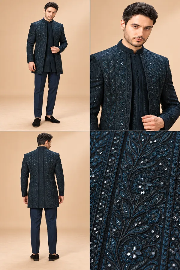 Midnight_Blue_Embroidered_Indo_Western_Set