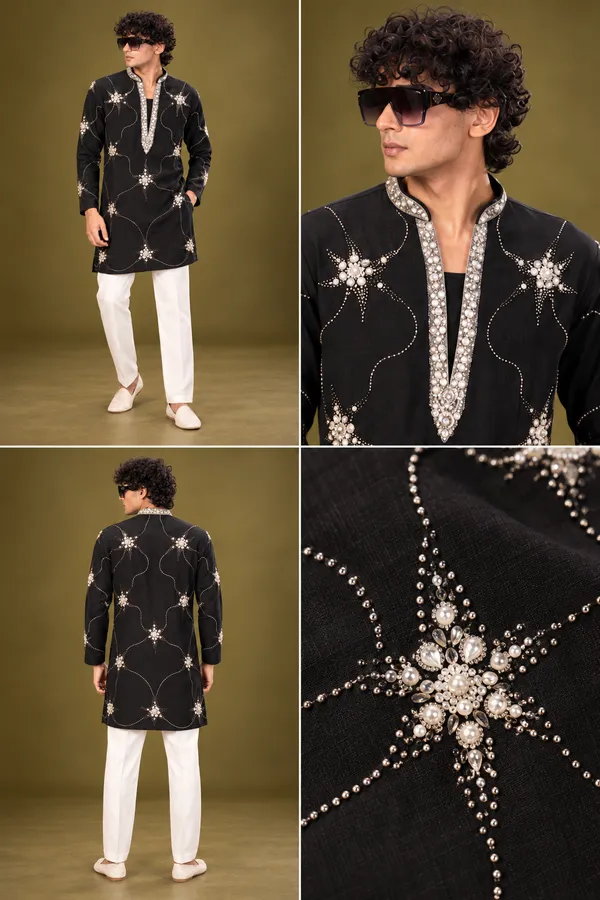 Black_Crystal_Embellished_Festive_Kurta_Set