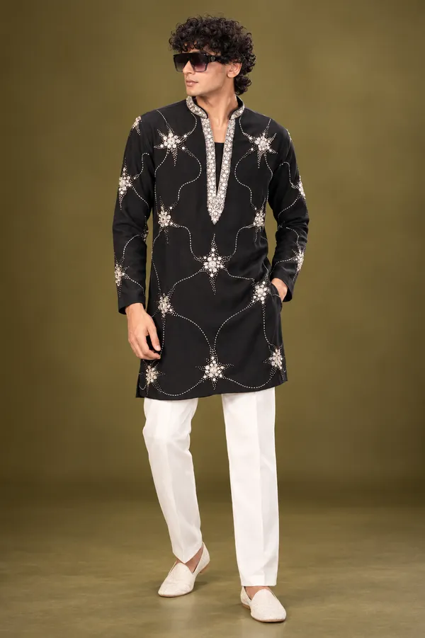 Black_Crystal_Embellished_Festive_Kurta_Set