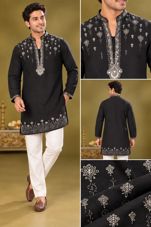 Black_Silver_Embroidered_Festive_Kurta_Set