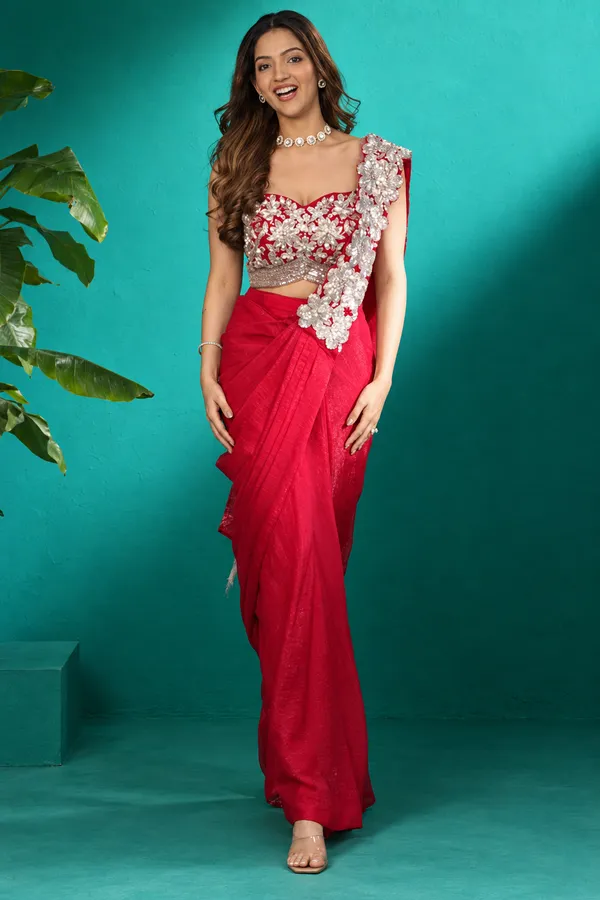Ruby_Red_Saree_With_Silver_Floral_Embellishments_Red