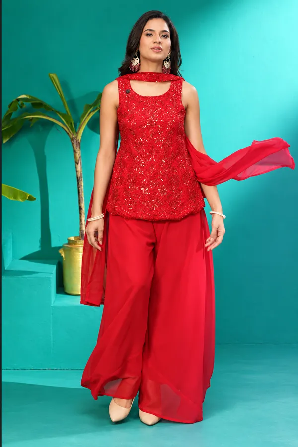 Scarlet_Red_Embellished_Palazzo_Dupatta_Set_Red