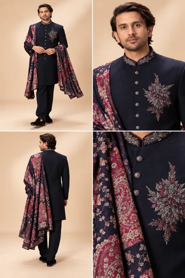 Royal_Navy_Blue_Embroidered_Achkan_With_Paisley_Shawl