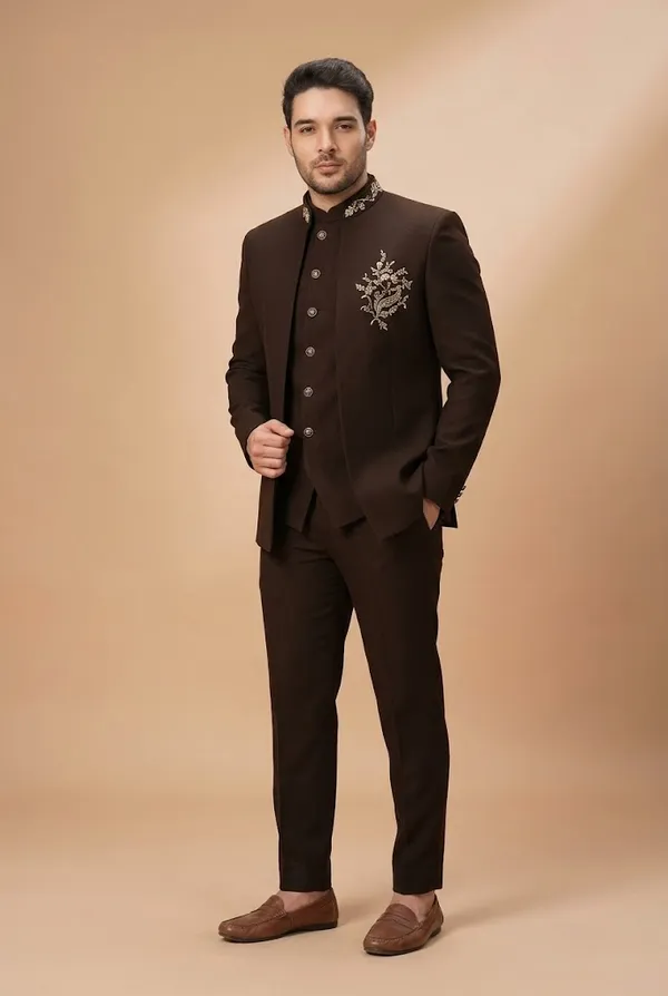 Chocolate_Brown_Embroidered_Jodhpuri_Suit