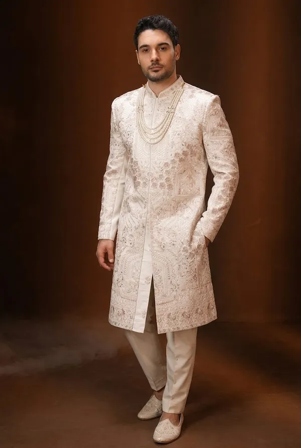 Ivory_Pearl_Embroidered_Groom_Sherwani