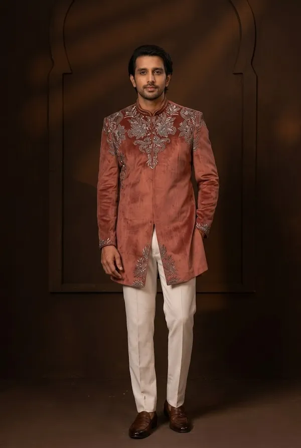 Rust_Embroidered_Indo_Western_Jacket_Set