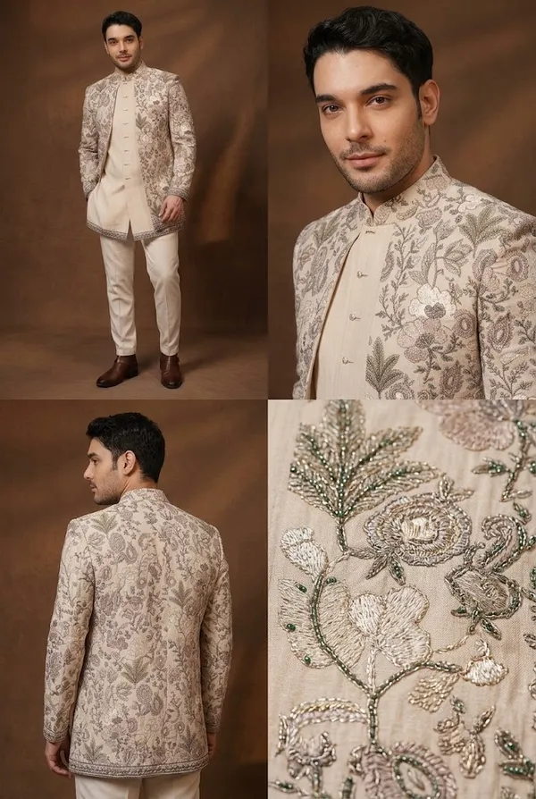 Beige_Floral_Embroidered_Indo_Western_Jacket_Set