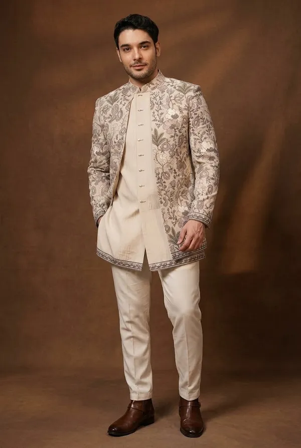 Beige_Floral_Embroidered_Indo_Western_Jacket_Set