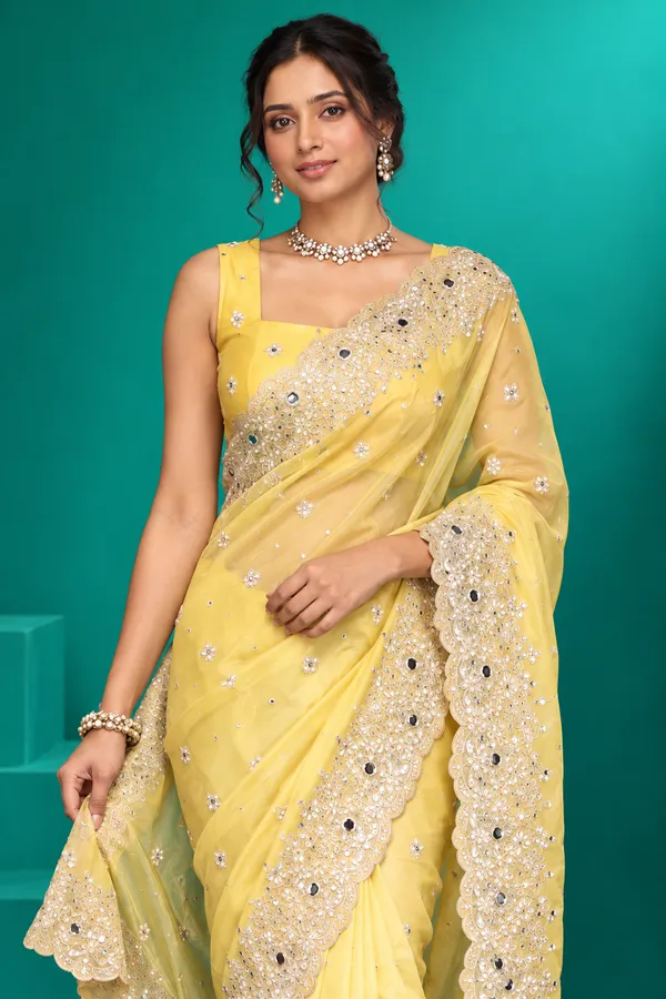 Lemon_Yellow_Embellished_Designer_Saree_Lemon