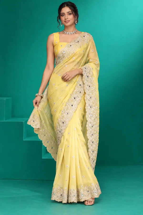Lemon_Yellow_Embellished_Designer_Saree_Lemon