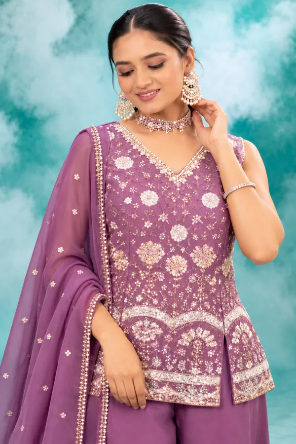 Lavender_Embroidered_Peplum_Sharara_Set_Lavender