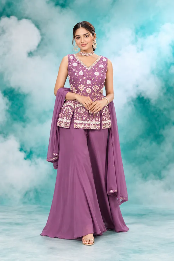 Lavender_Embroidered_Peplum_Sharara_Set_Lavender