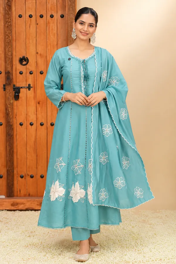 Aqua_Blue_Floral_Embroidered_Dupatta_Set_Aqua_Teal