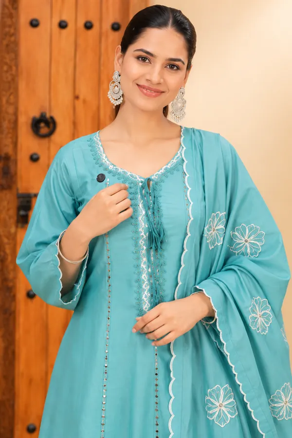Aqua_Blue_Floral_Embroidered_Dupatta_Set_Aqua_Teal