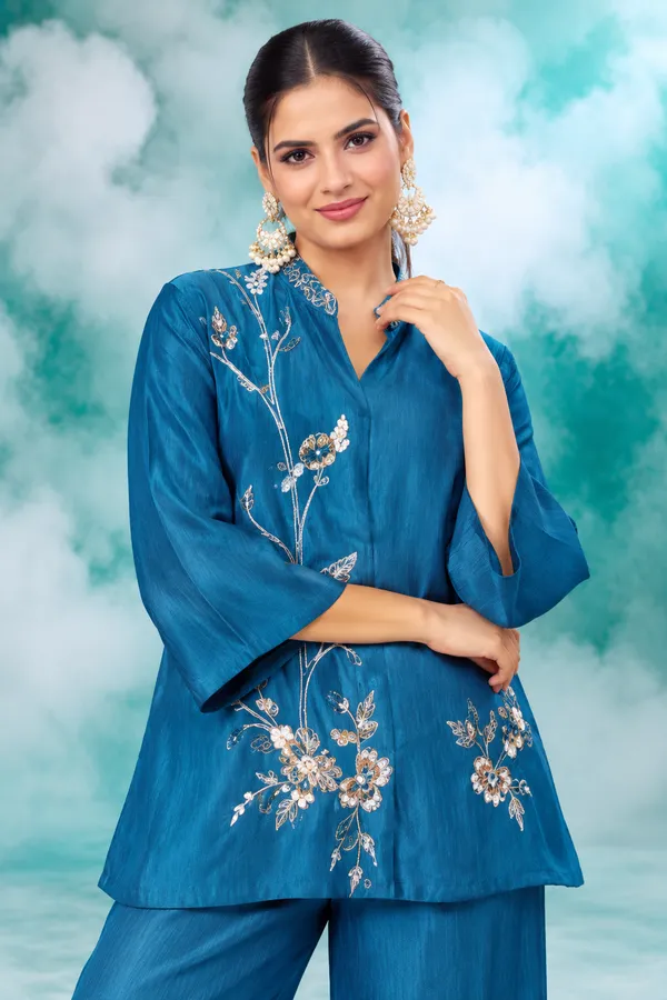 Teal_Blue_Floral_Embroidered_Co_Ord_Set_Teal_Blue