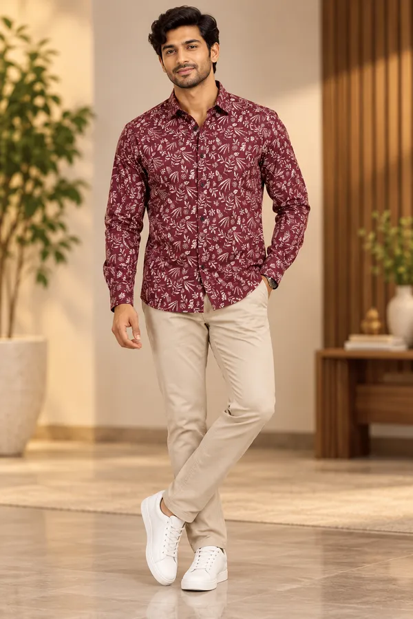 Maroon_Botanical_Print_Casual_Shirt_Maroon