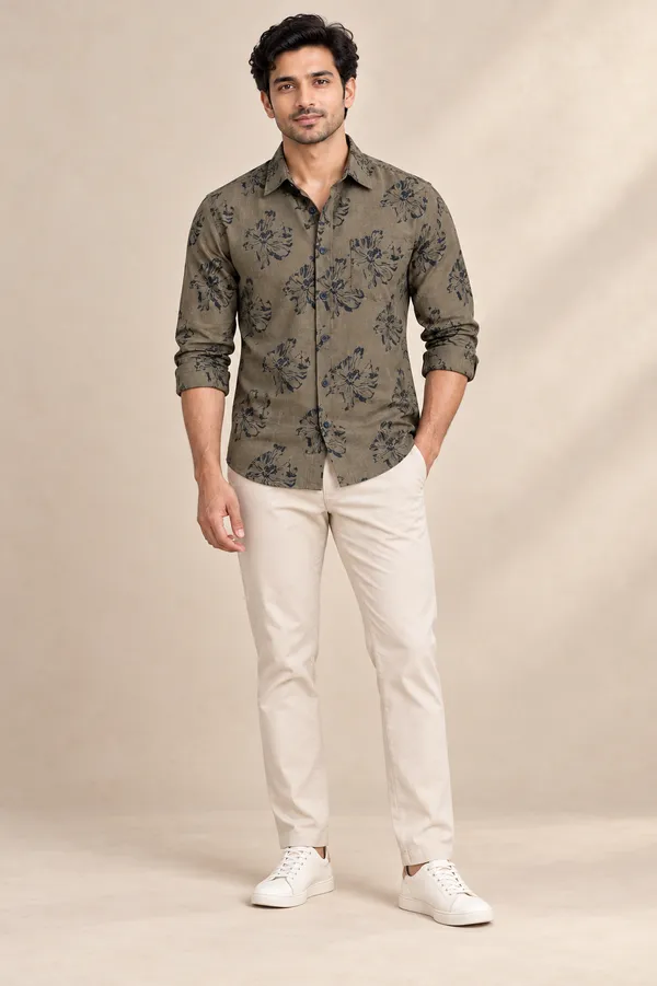 Men_S_Floral_Print_Casual_Shirt_Mehendi_Olive