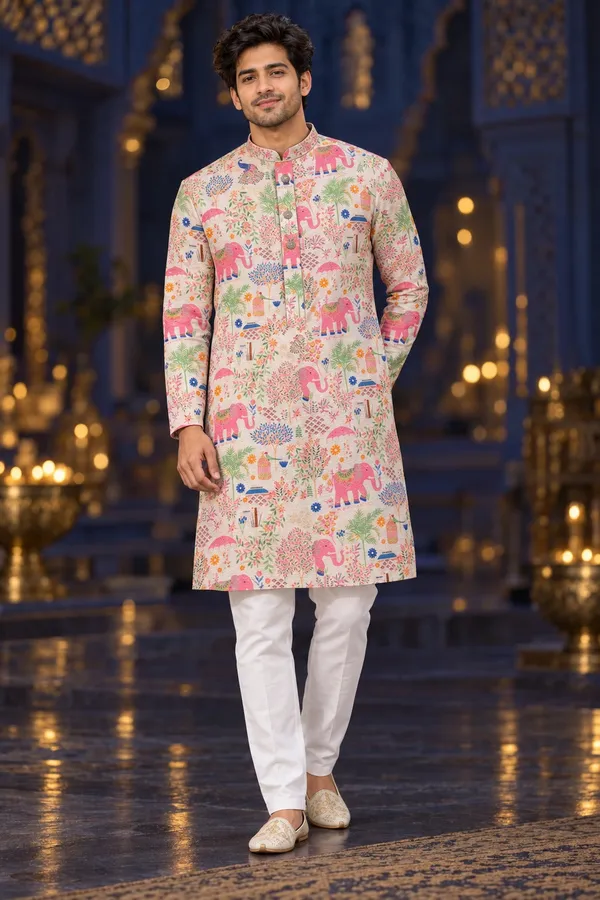 Pink_Elephant_Heritage_Print_Kurta_Only