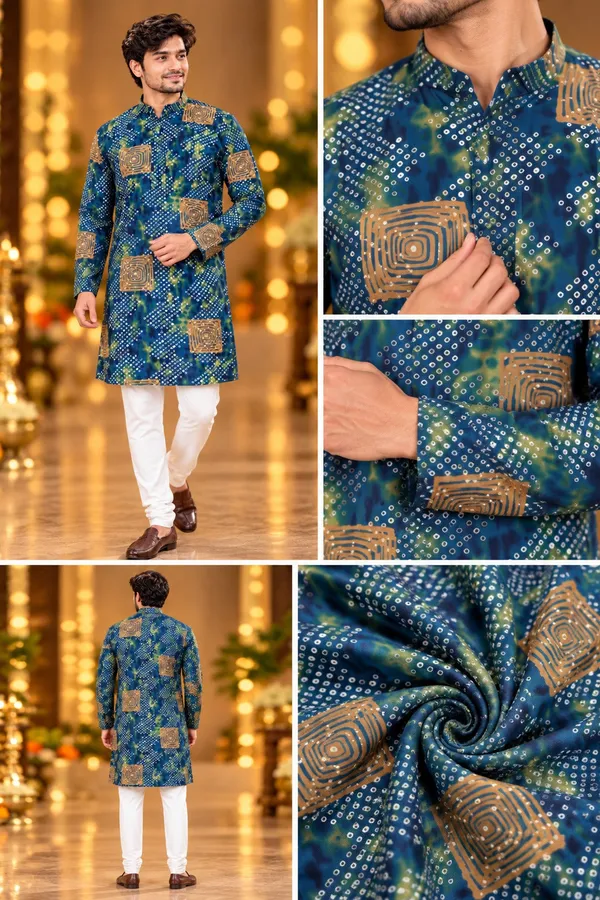 Royal_Blue_Bandhani_Print_Kurta_Only