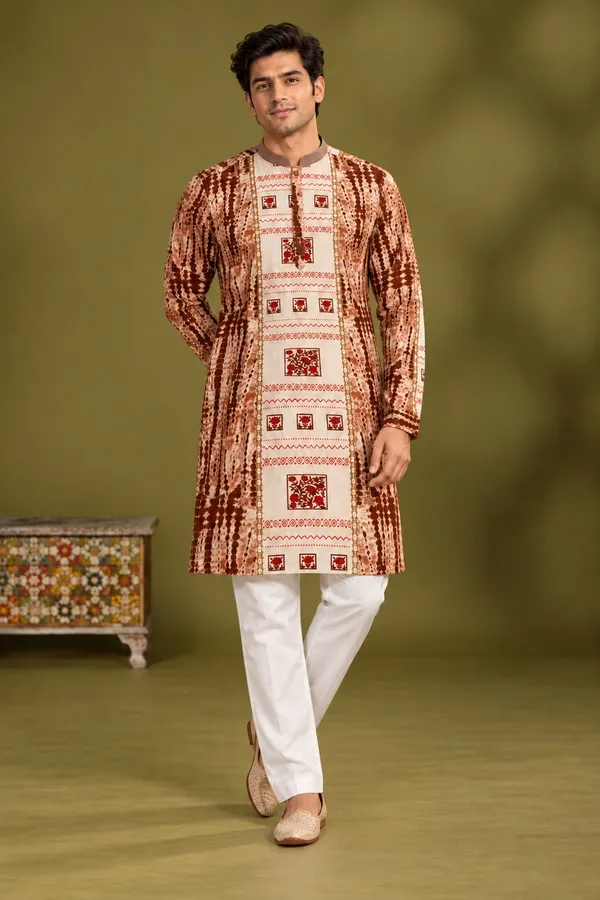 Brown_Tribal_Print_Kurta_Only