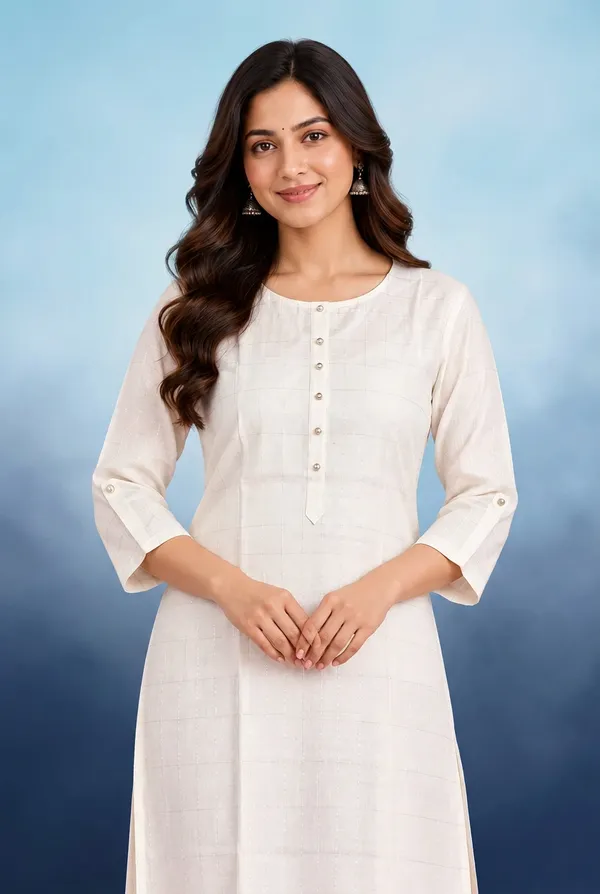 Elegant_Ivory_Checkered_Kurti_White