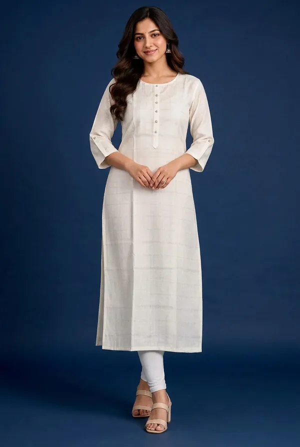 Elegant_Ivory_Checkered_Kurti_White
