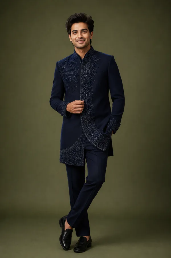 Midnight_Navy_Embroidered_Indo_Western_Sherwani