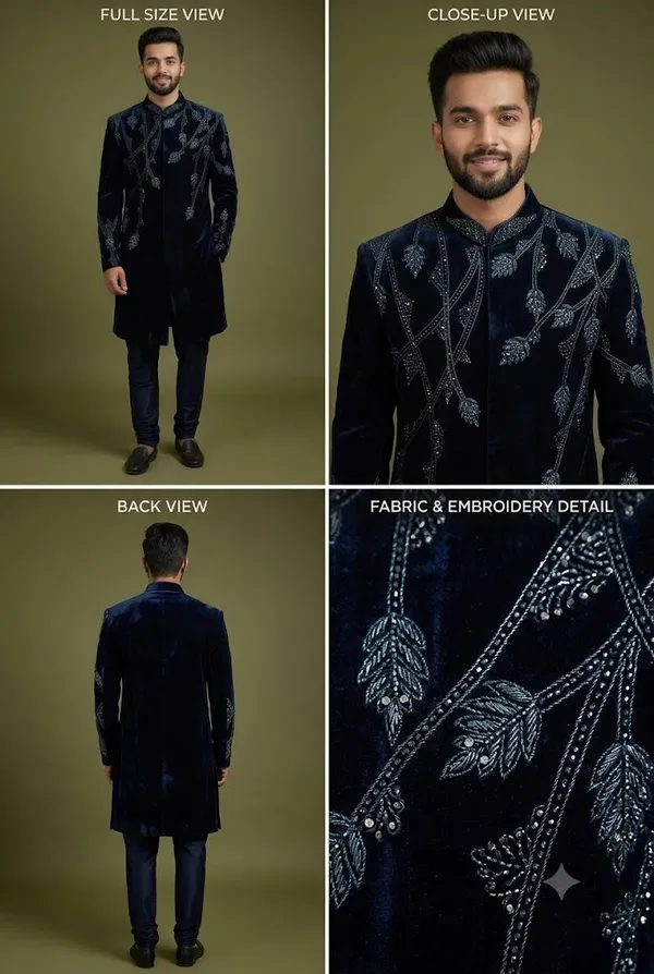 Midnight_Navy_Embroidered_Indo_Western_Sherwani