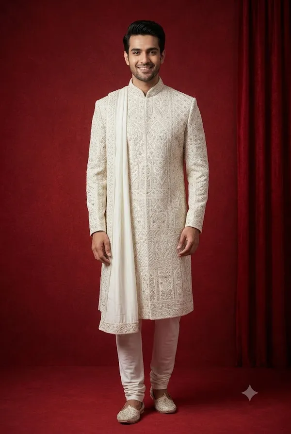 Royal_Ivory_Embroidered_Sherwani_With_Stole