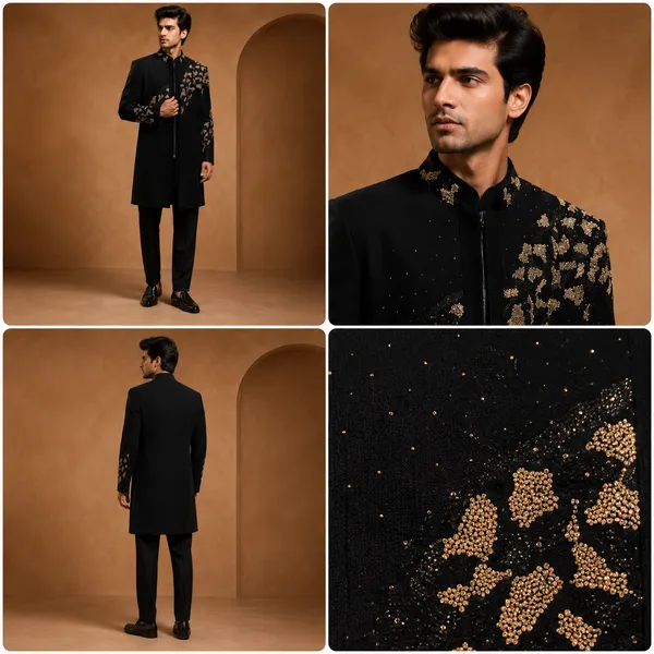Black_Gold_Embellished_Indo_Western_Sherwani_Set