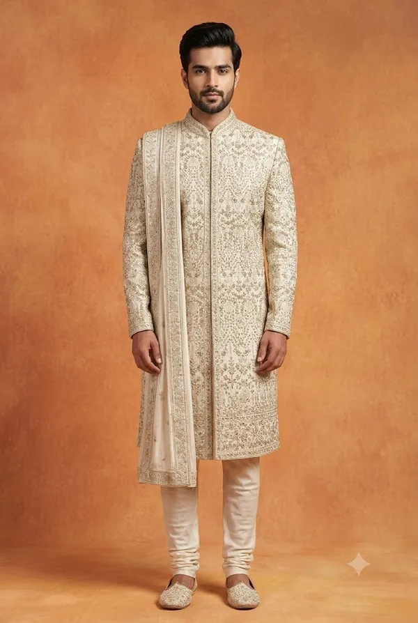 Ivory_Royal_Embroidered_Sherwani_Set