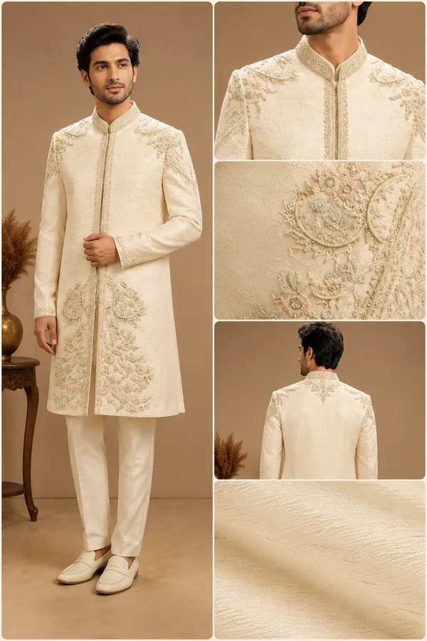 Ivory_Embroidered_Sherwani_With_Churidar_Set