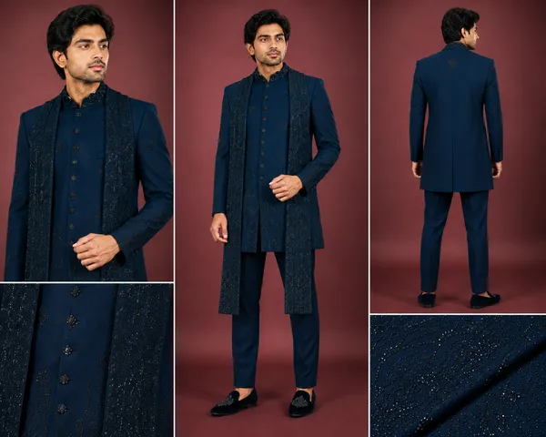Navy_Blue_Embellished_Indo_Western_Sherwani_Set_For_Men