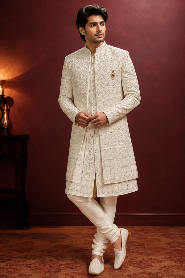 Ivory_Embroidered_Indo_Western_Sherwani