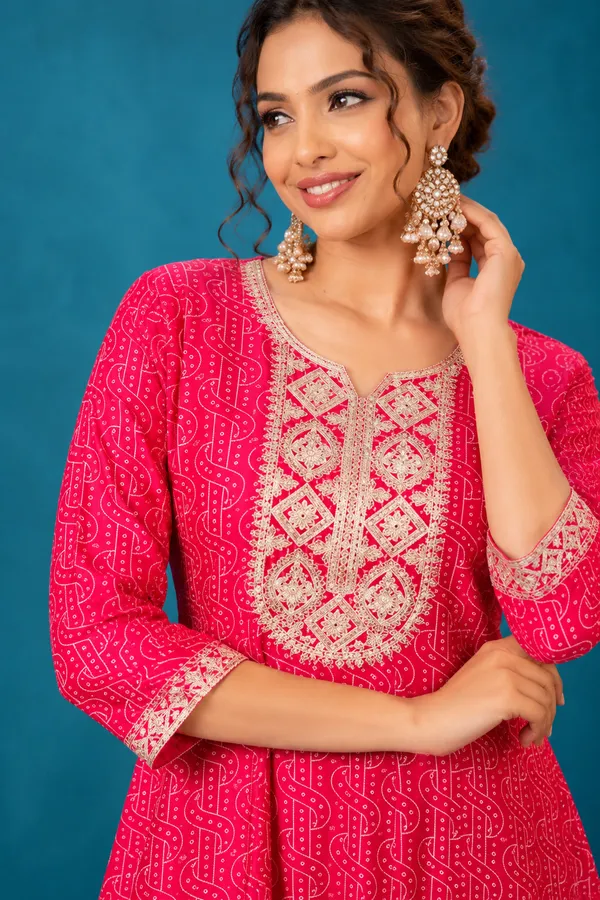 Rani_Pink_Printed_Embroidered_Flared_Kurti_Dark_Pink