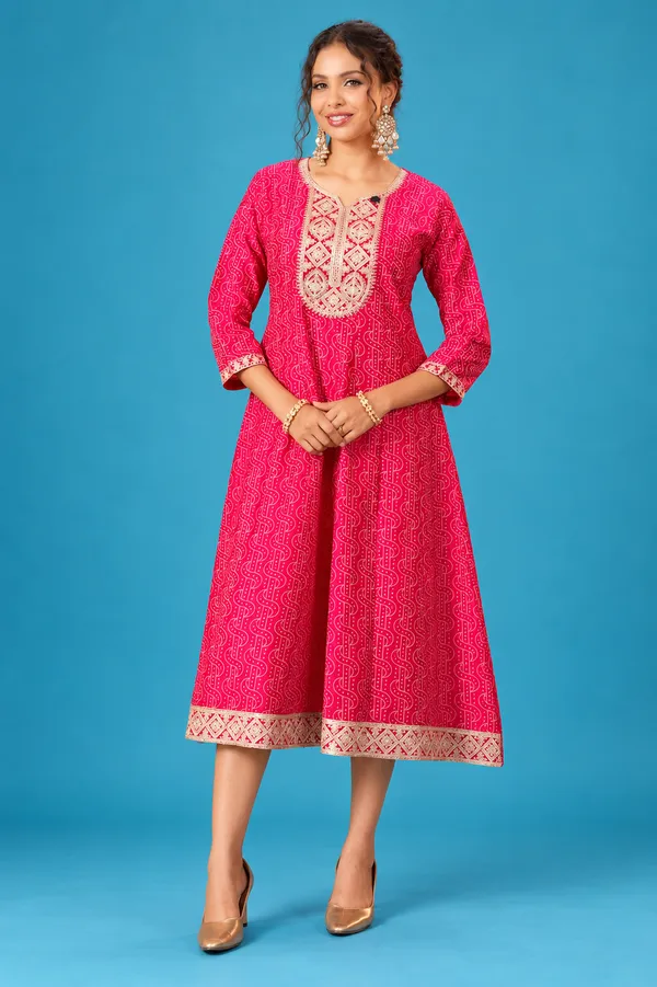 Rani_Pink_Printed_Embroidered_Flared_Kurti_Dark_Pink