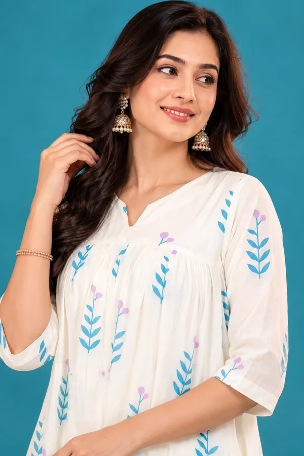 Ivory_Floral_Printed_Kurta_Palazzo_Set_White