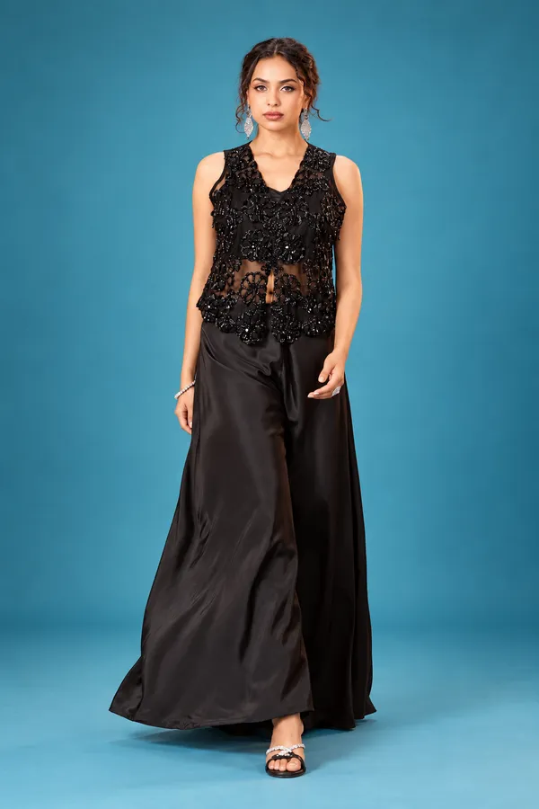 Black_Sequin_Floral_Party_Wear_Co_Ord_Set_Black